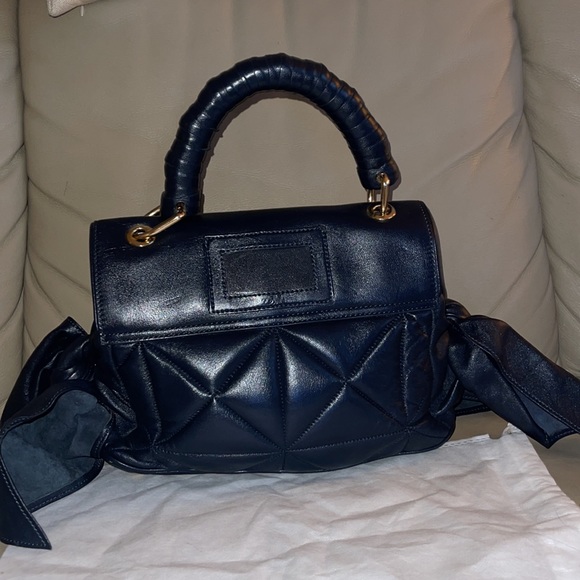 Authentic Z Spoke By Zac Posen double bow leather navy blue Bag - Picture 3 of 16